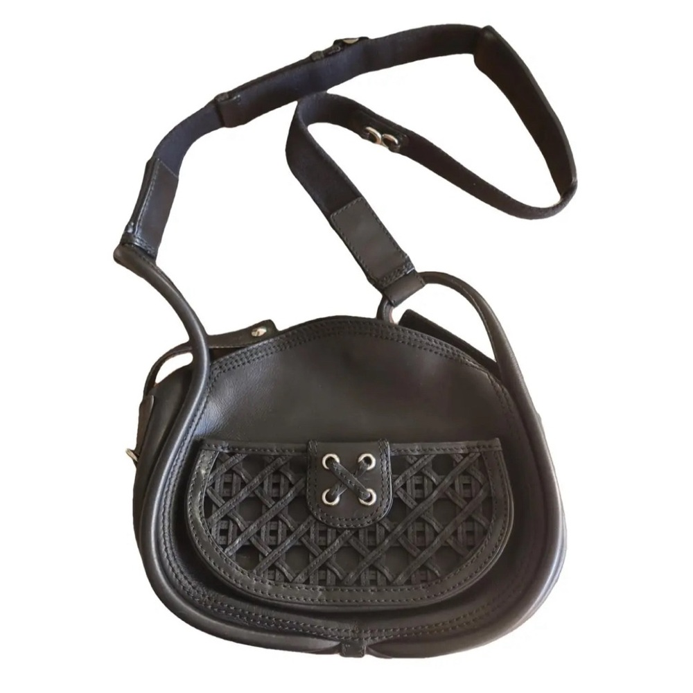 New Authentic Christian Dior Black Leather Crossbody Satchel Bag